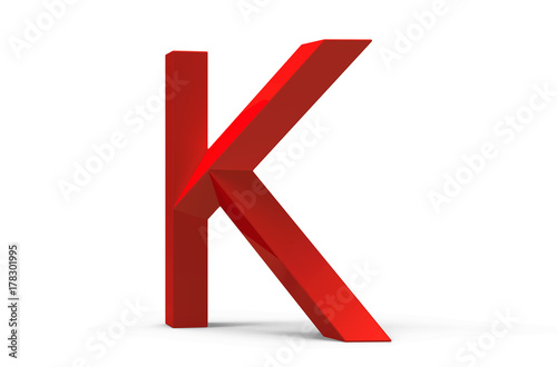 3D render red beveled alphabet K