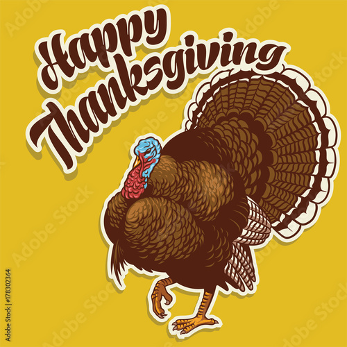 Turkey badge greeting happy thanksgiving