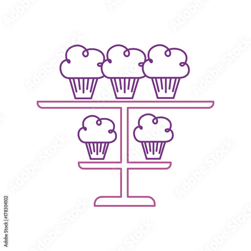 birhtday cupcakes on tiered platter decoration vector
