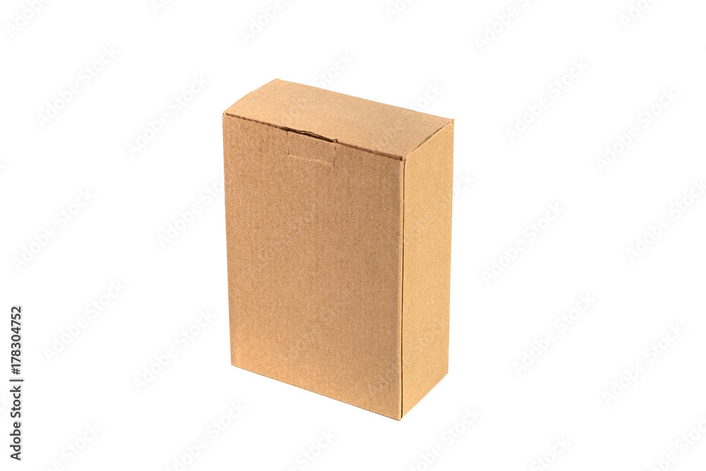 Brown tray or brown paper package or cardboard box isolated on white. Brown tray or brown paper package or cardboard box isolated on white.