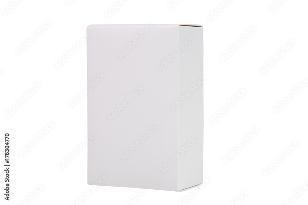 White box with lid for product packaging mock up isolated on white with clipping path. White box with lid for product packaging mock up isolated on white with clipping path.