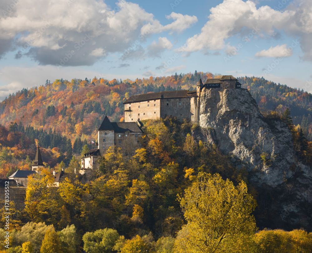 medieval castle in autumn, Oravsky castle, Slovakia