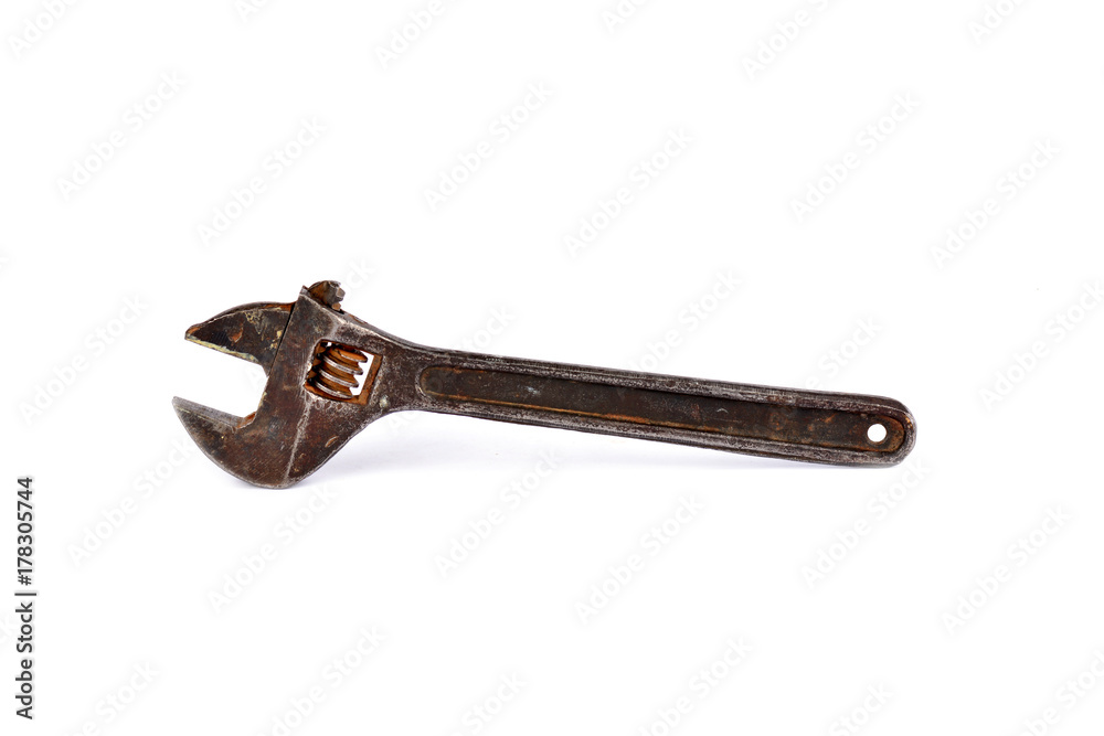 Adjustable wrench on white background Adjustable wrench on white background