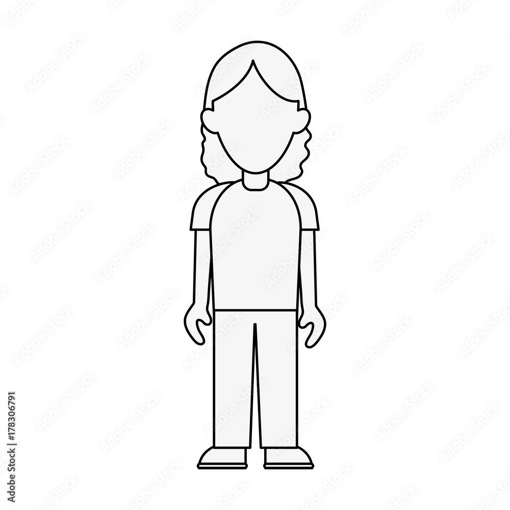 woman avatar full body icon image vector illustration design black line woman avatar full body icon image vector illustration design black line