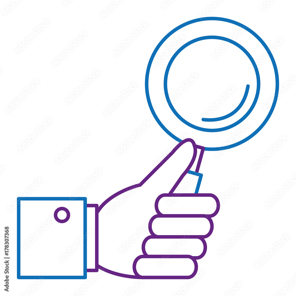 hand human with magnifying glass isolated icon