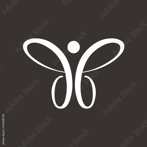 db or BB logo letter design template vector as a butterfly simple line graphic