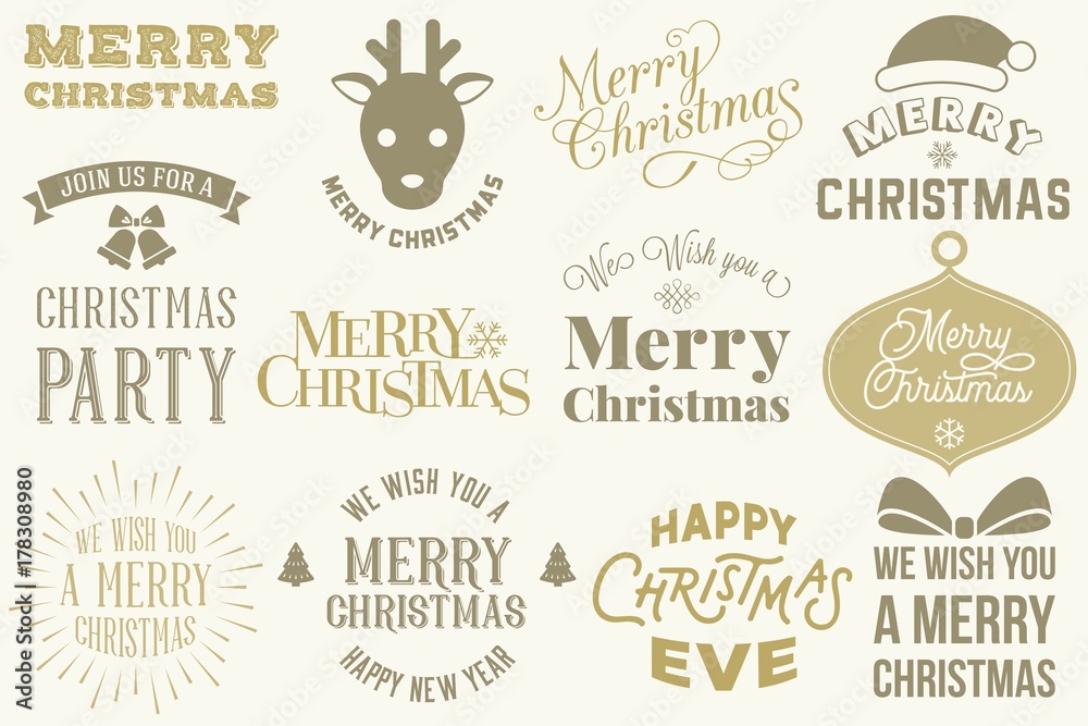 typography and elements for merry Christmas