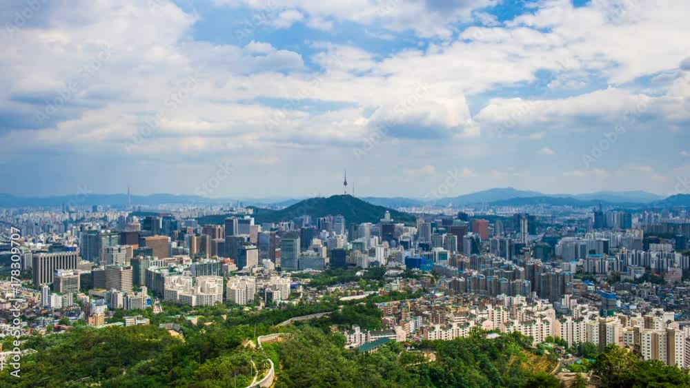 Time lapse of Cityscape in Seoul with Seoul tower, South Korea. Time lapse of Cityscape in Seoul with Seoul tower, South Korea.