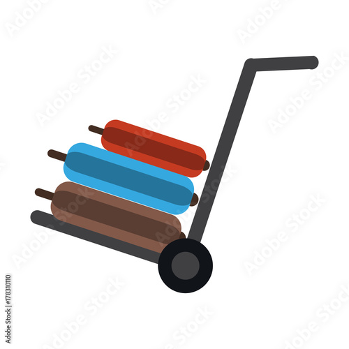 suitcases on luggage cart travel icon image vector illustration design 