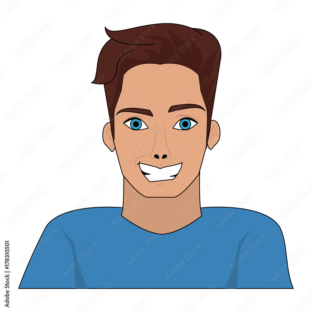 man smiling handsome young  portrait icon image vector illustration design 