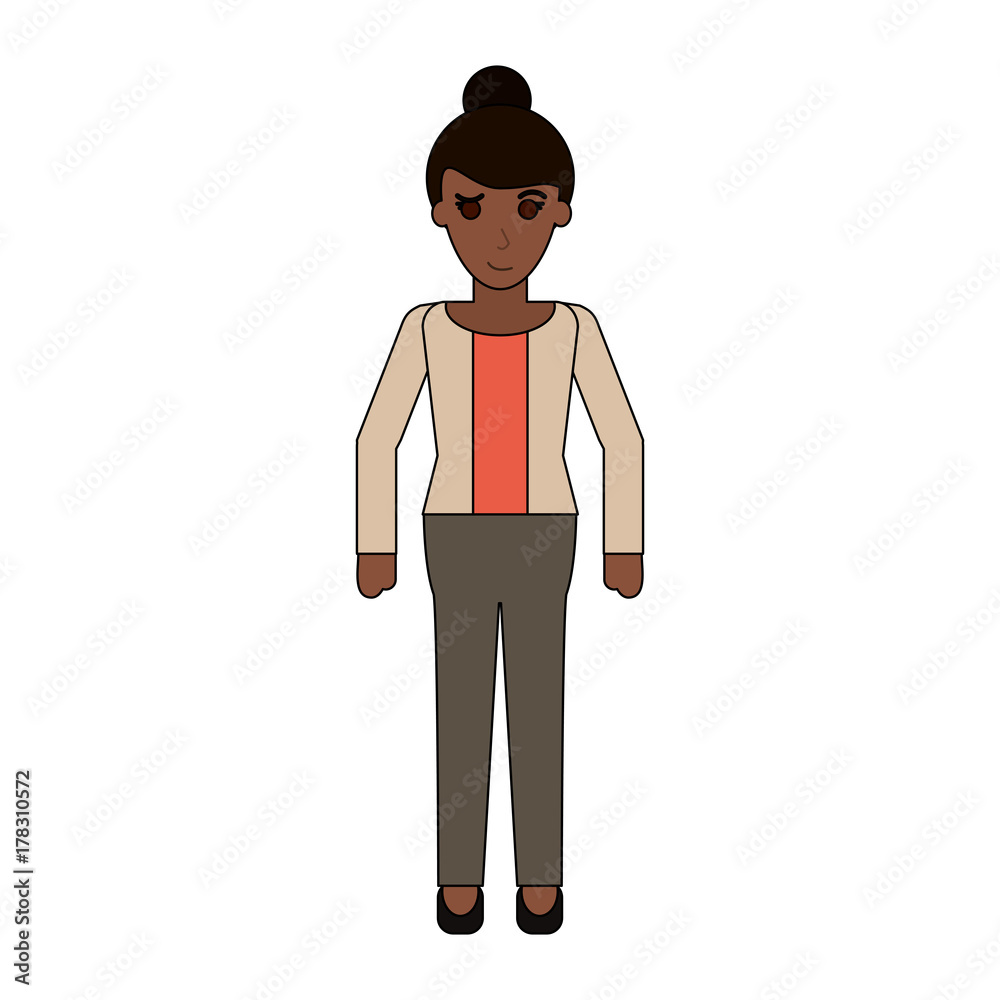 young business woman full body icon image vector illustration design 