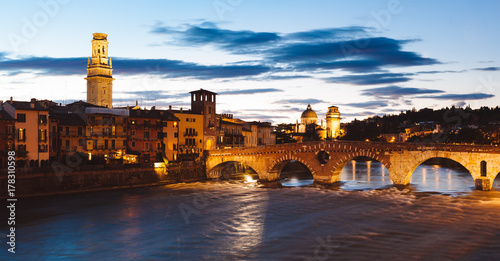 Verona, Adige River by Night