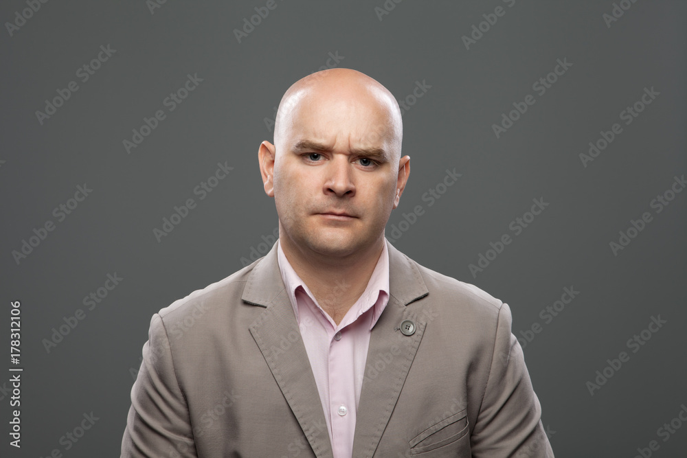 Portrait of caucasian bald man