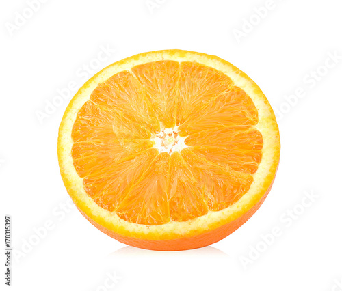 slice orange on white background