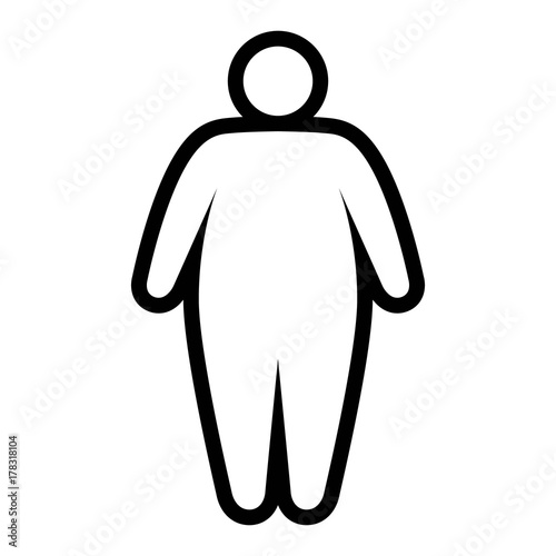 Fat / obese person facing obesity epidemic line art vector icon for apps and websites