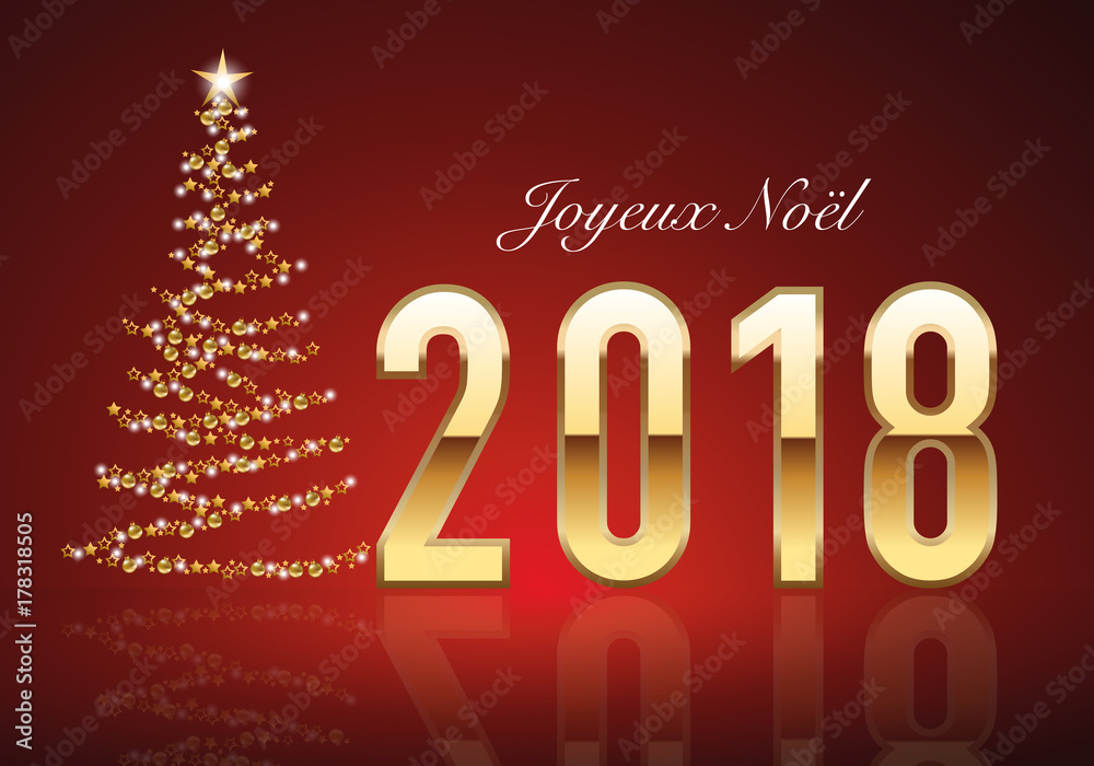 2018 - carte de vœux - joyeux noël - vœux - sapin - guirlande - noël - élégante - classique 2018 - carte de vœux - joyeux noël - vœux - sapin - guirlande - noël - élégante - classique
