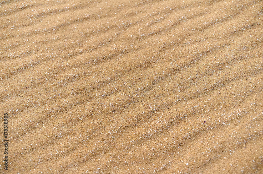 Sands on the beach. A beach is a landform along a body of water. It usually consists of loose particles, which are often composed of rock, such as sand, gravel, shingle, pebbles. Sands on the beach. A beach is a landform along a body of water. It usually consists of loose particles, which are often composed of rock, such as sand, gravel, shingle, pebbles.