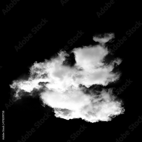 Single white cloud isolated over black background