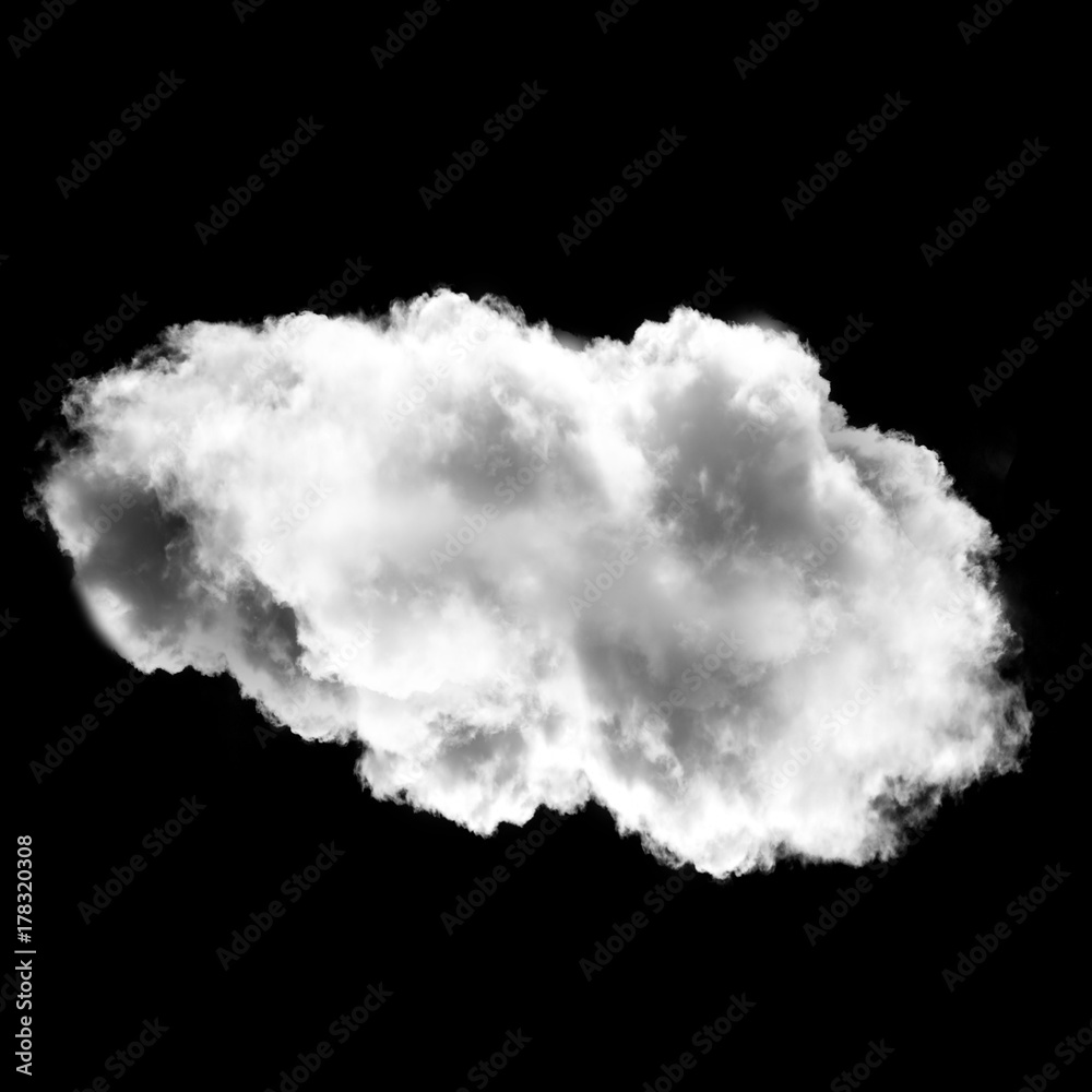 White fluffy cloud isolated over black background White fluffy cloud isolated over black background