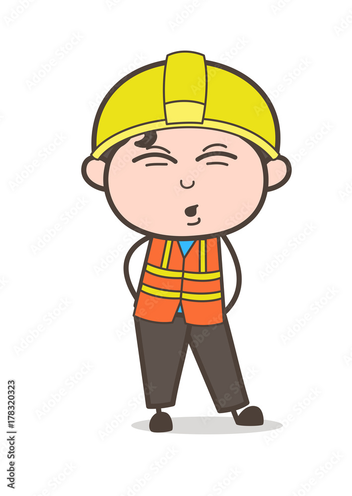 Funny Caricature Face - Cute Cartoon Male Engineer Illustration Funny Caricature Face - Cute Cartoon Male Engineer Illustration