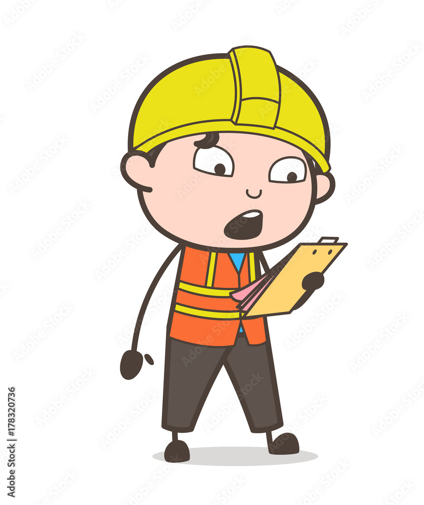 Shocked Face After Reading Result - Cute Cartoon Male Engineer Illustration