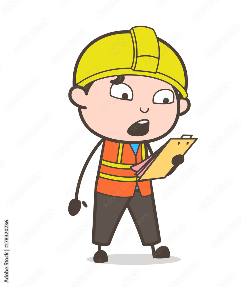 Shocked Face After Reading Result - Cute Cartoon Male Engineer Illustration Shocked Face After Reading Result - Cute Cartoon Male Engineer Illustration
