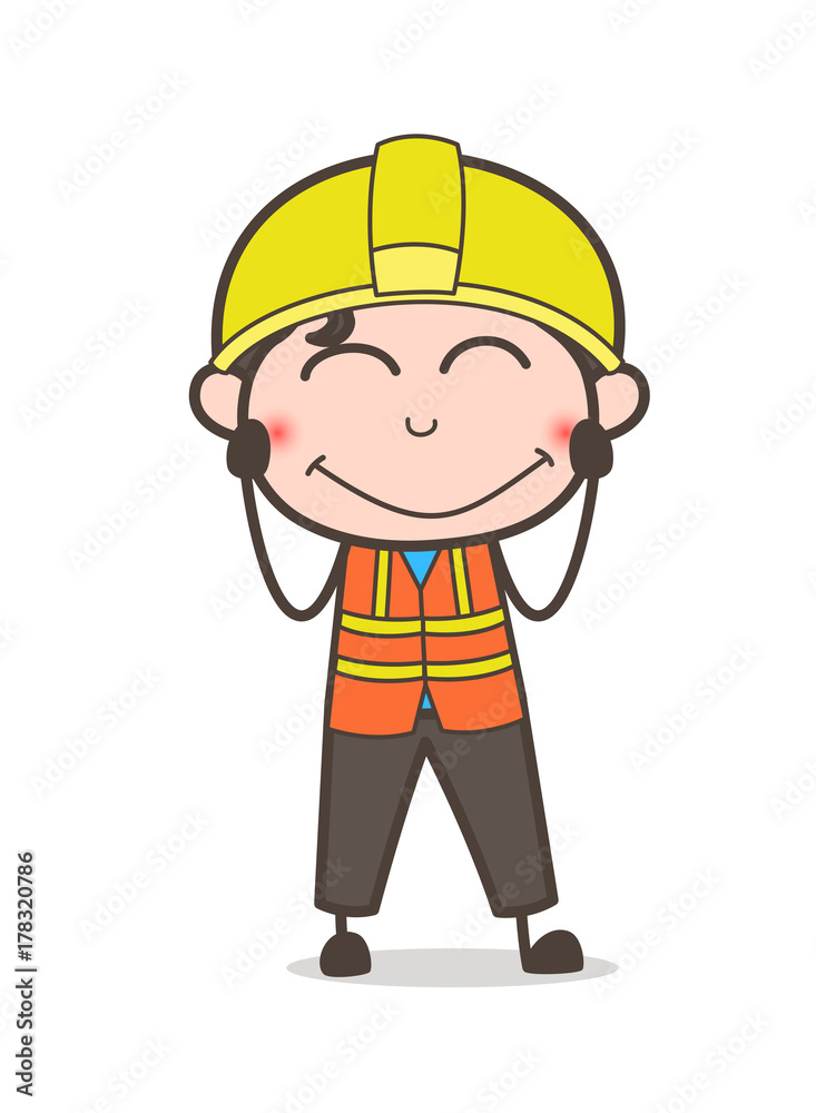 Blushing Face - Cute Cartoon Male Engineer Illustration Blushing Face - Cute Cartoon Male Engineer Illustration