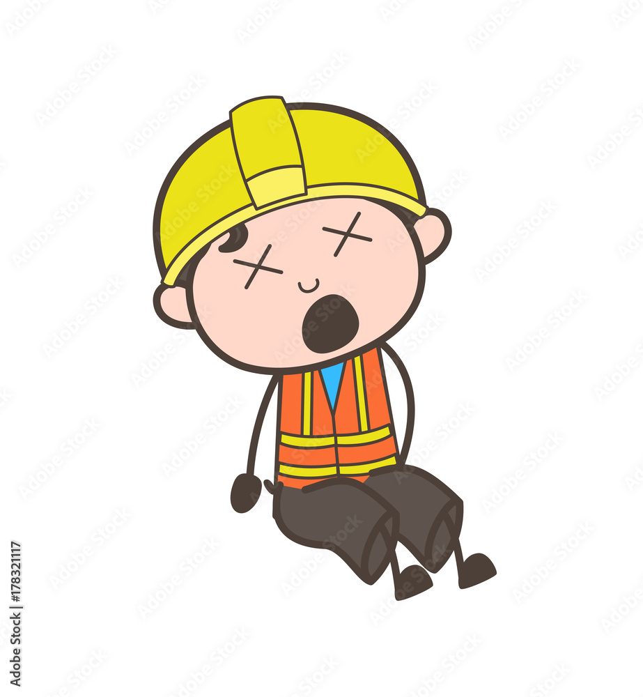 Dizzy Face - Cute Cartoon Male Engineer Illustration Dizzy Face - Cute Cartoon Male Engineer Illustration