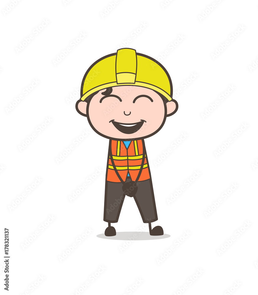 Laughing Face - Cute Cartoon Male Engineer Illustration Laughing Face - Cute Cartoon Male Engineer Illustration