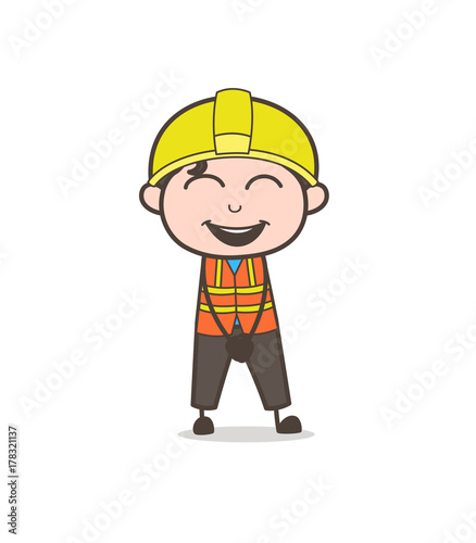 Laughing Face - Cute Cartoon Male Engineer Illustration
