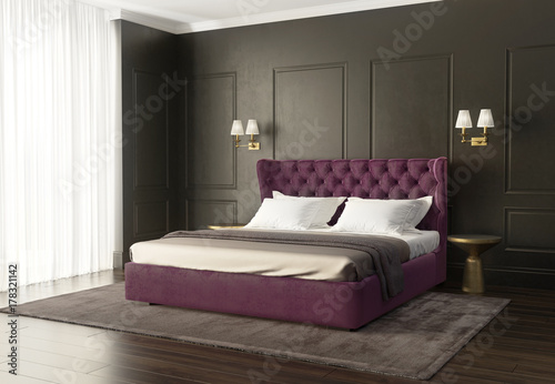 Classic luxury modern chic bedroom with tufted bed