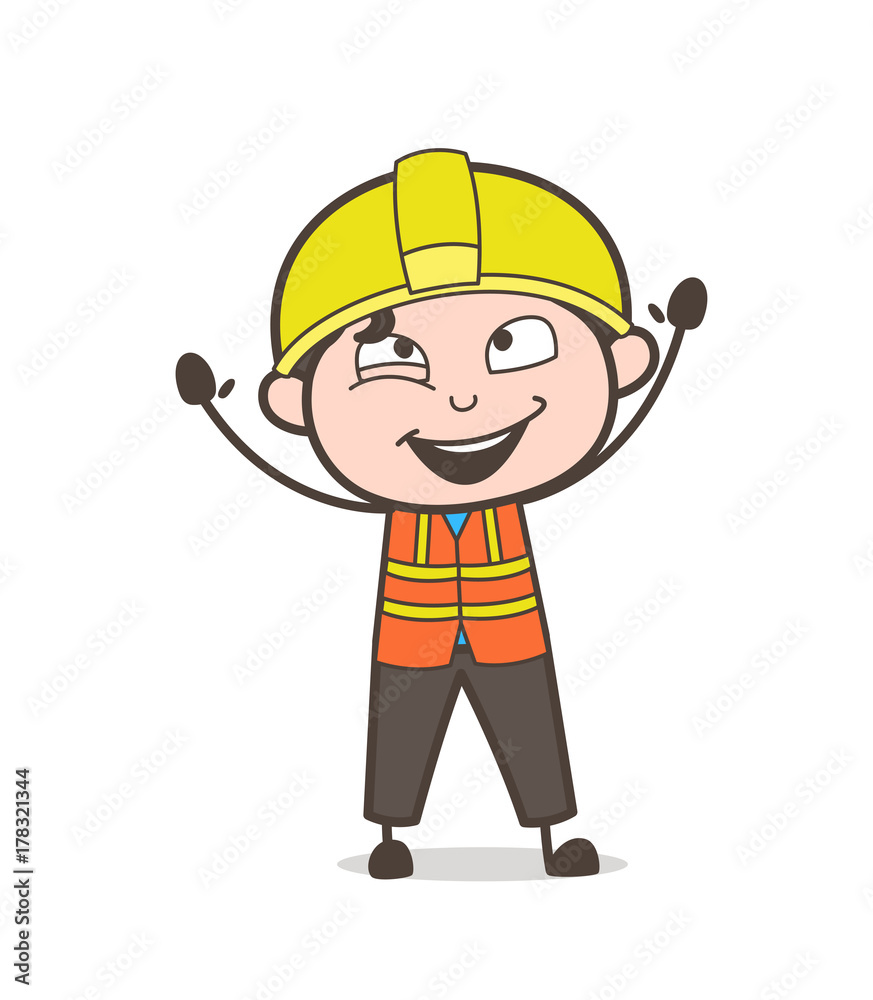 Joyful Face - Cute Cartoon Male Engineer Illustration Joyful Face - Cute Cartoon Male Engineer Illustration
