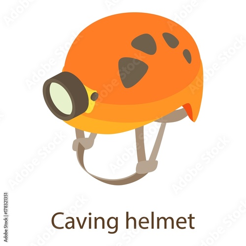 Caving helmet icon, isometric style