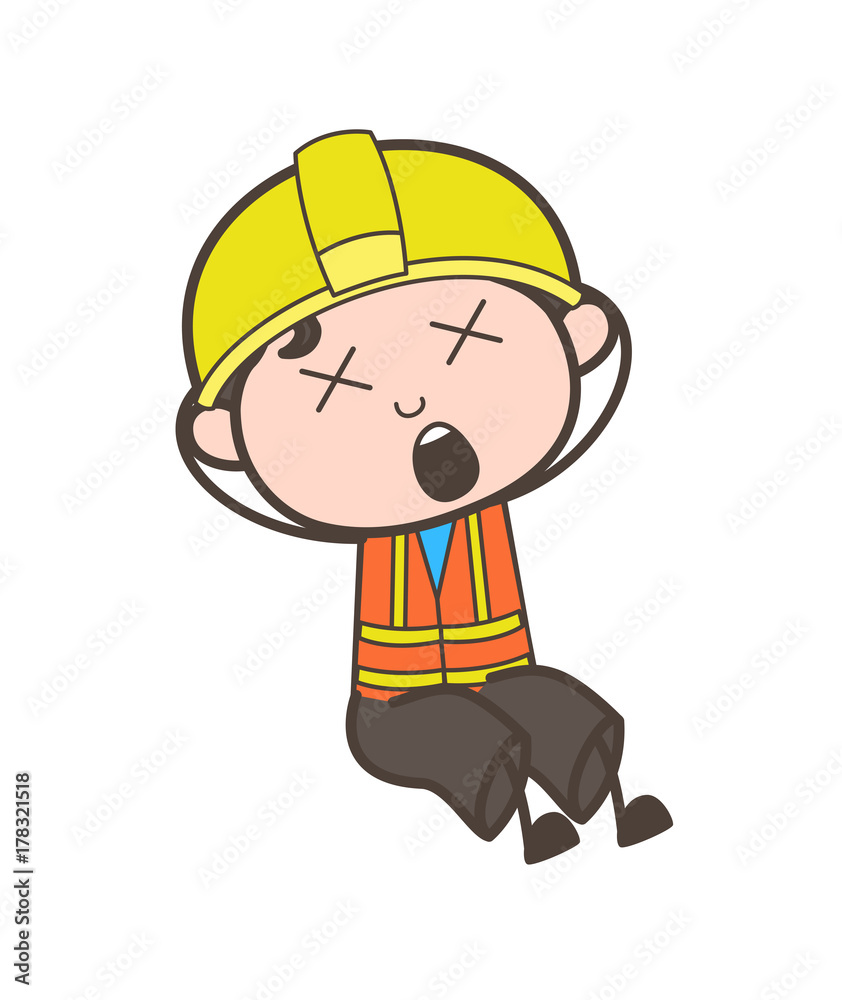 Screaming with Dizzy Face - Cute Cartoon Male Engineer Illustration Screaming with Dizzy Face - Cute Cartoon Male Engineer Illustration