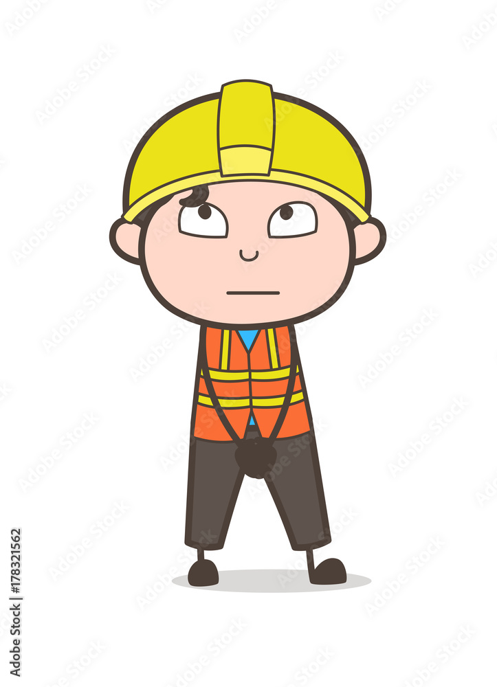 Neutral Face Expression - Cute Cartoon Male Engineer Illustration Neutral Face Expression - Cute Cartoon Male Engineer Illustration