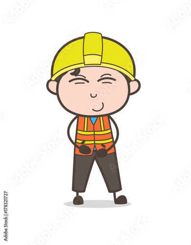 Smiling Lovely Face - Cute Cartoon Male Engineer Illustration