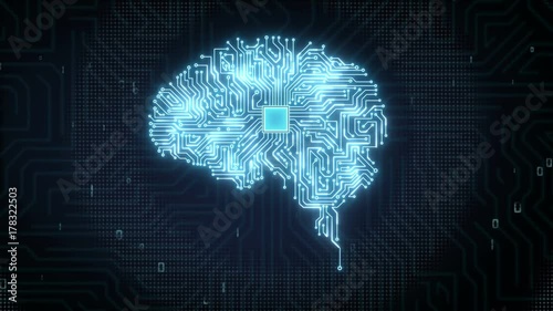 Brain connected CPU chip circuit board, 4K size movie.grow artificial intelligence. 1. 
