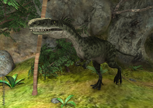 3D Rendering Dinosaur Monolophosaurus