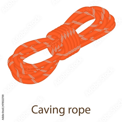 Caving rope icon, isometric style