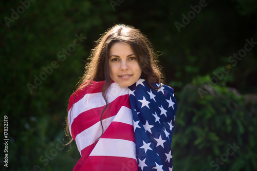 girl with a US flag