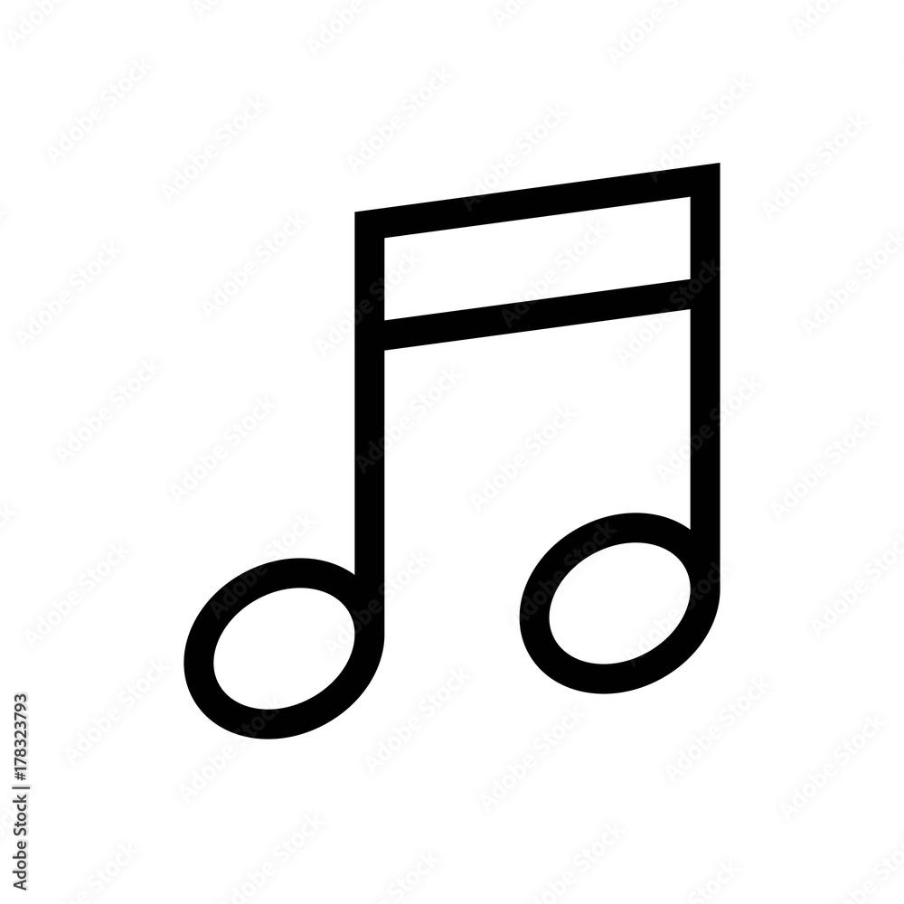 Music Note Icon Vector Fat Design Editable Stroke. 512x512 Pixel Perfect.
