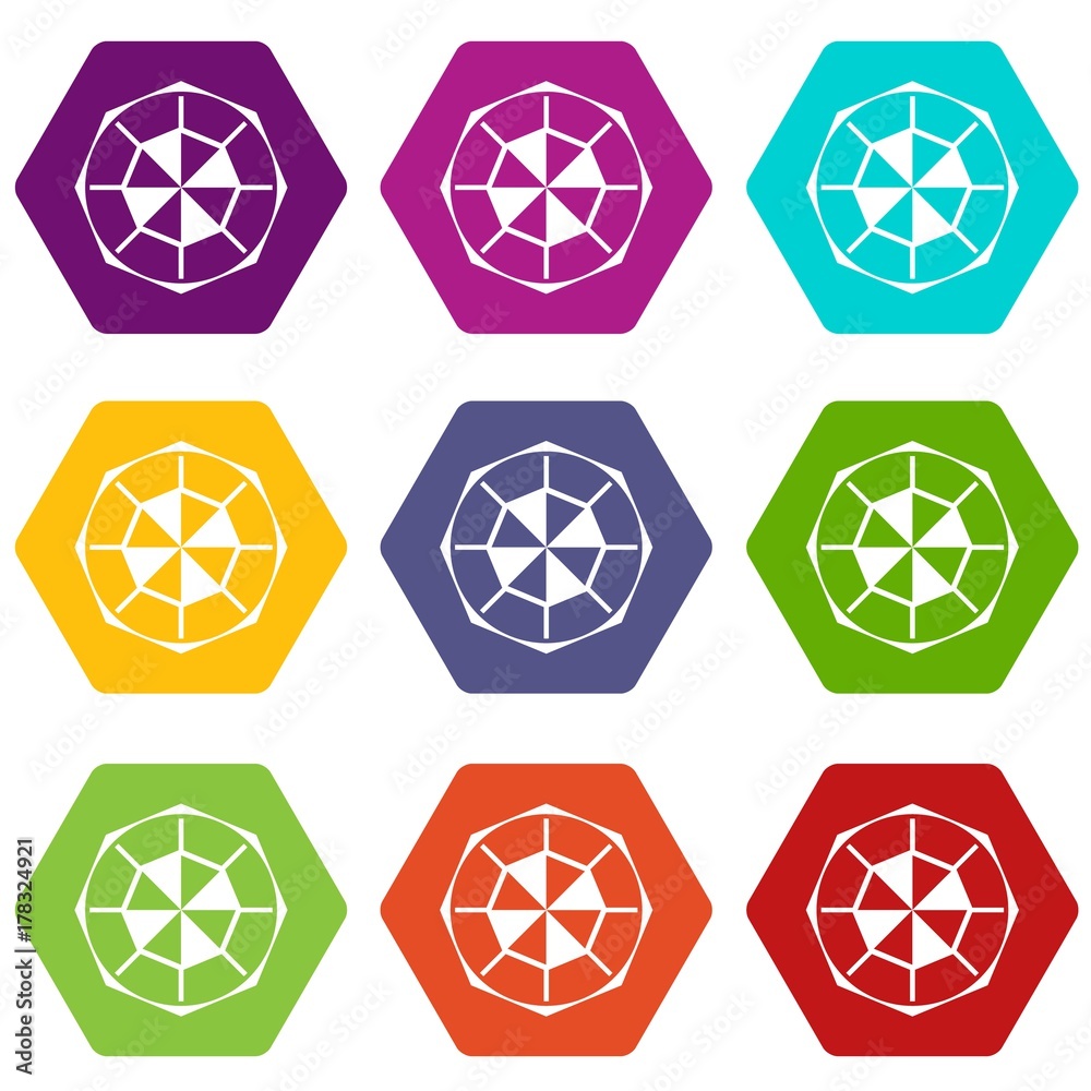Diamond gemstone icon set color hexahedron Diamond gemstone icon set color hexahedron