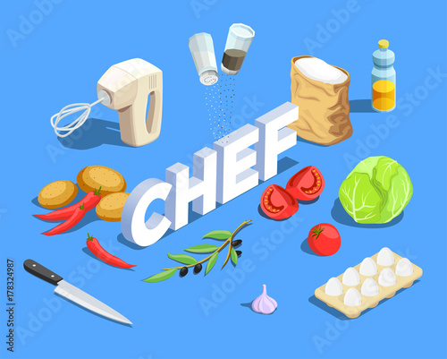 Chef Cook Isometric Background