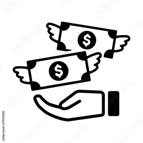 spending money / wasting money / flying money icon