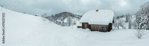 Winter Carpathian Mountains landscape. © wildman