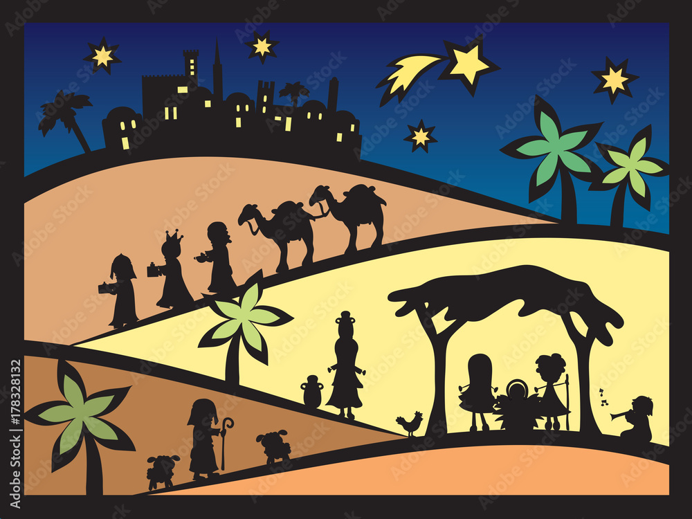 Naklejka premium christmas nativity