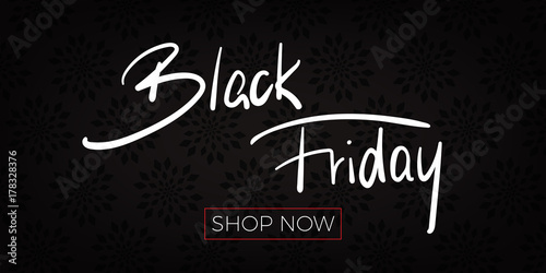 Black Friday Banner - Shop Now - Flower Background