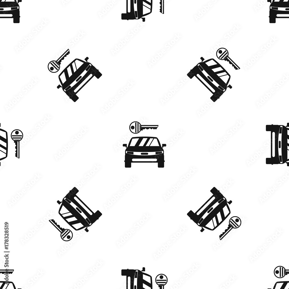 Car and key pattern seamless black