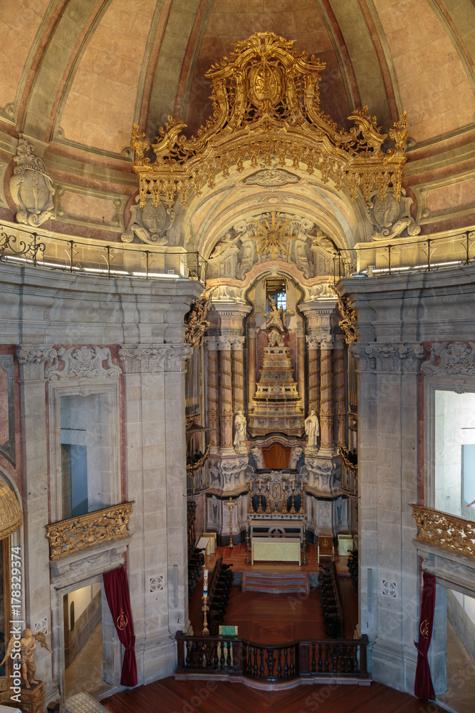 Interior of Clerigos Church in Porto, Portugal