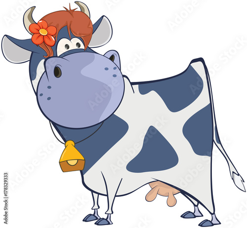 Illustration of a Cute Cow. Cartoon Character
